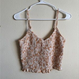 American Eagle Outfitters Orange and White Camisole
